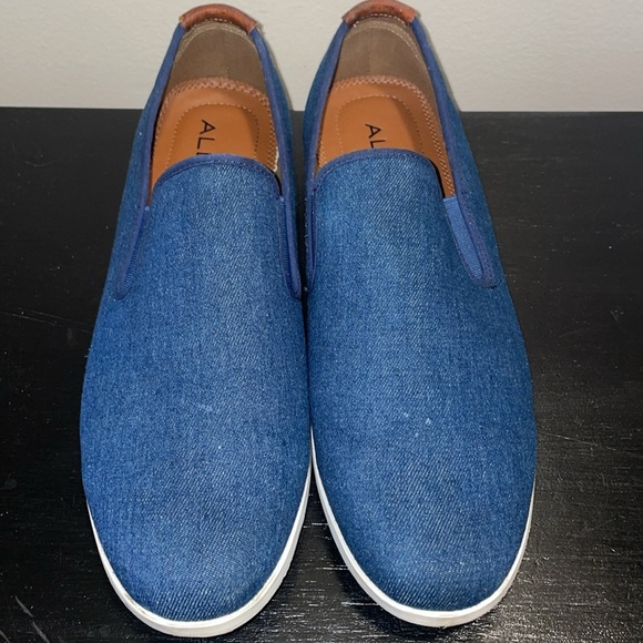 ALDO Blue Canvas Slip-On Shoes with Leather Sole Beds.  Size 12 - Picture 5 of 12